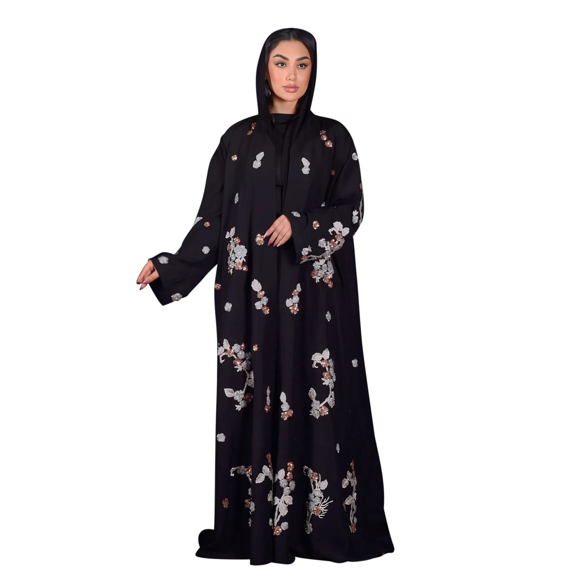 black-crepe-abaya-silver-brown