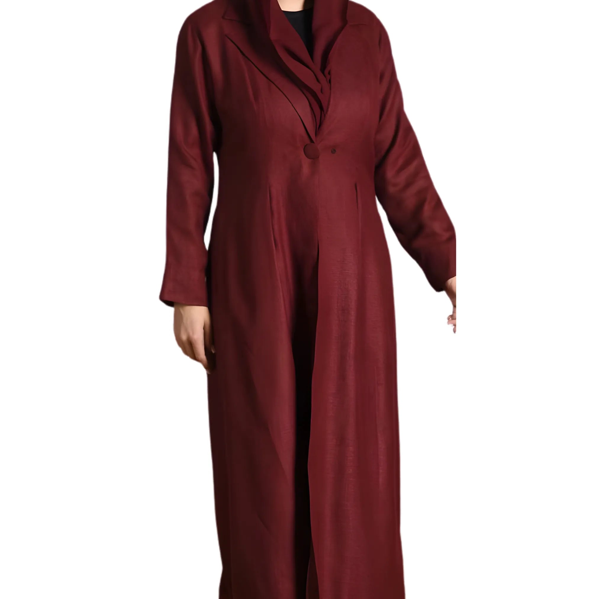 Burgundy abaya on a white background