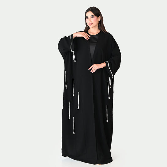 Black Abaya with Pearl Details Design