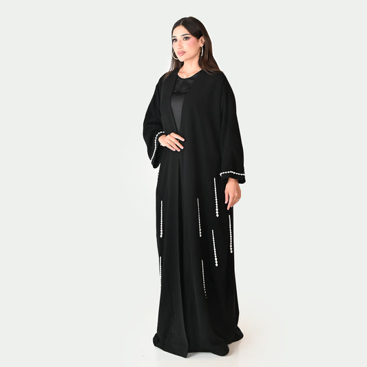 Black Abaya with Pearl Details Design