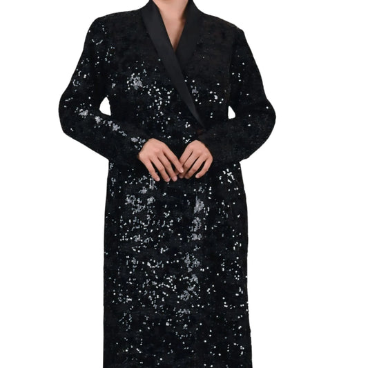 Black sequin robe on a white background